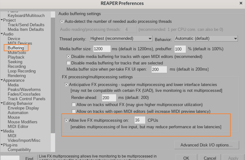 Reaper Allow live FX multiprocessing 